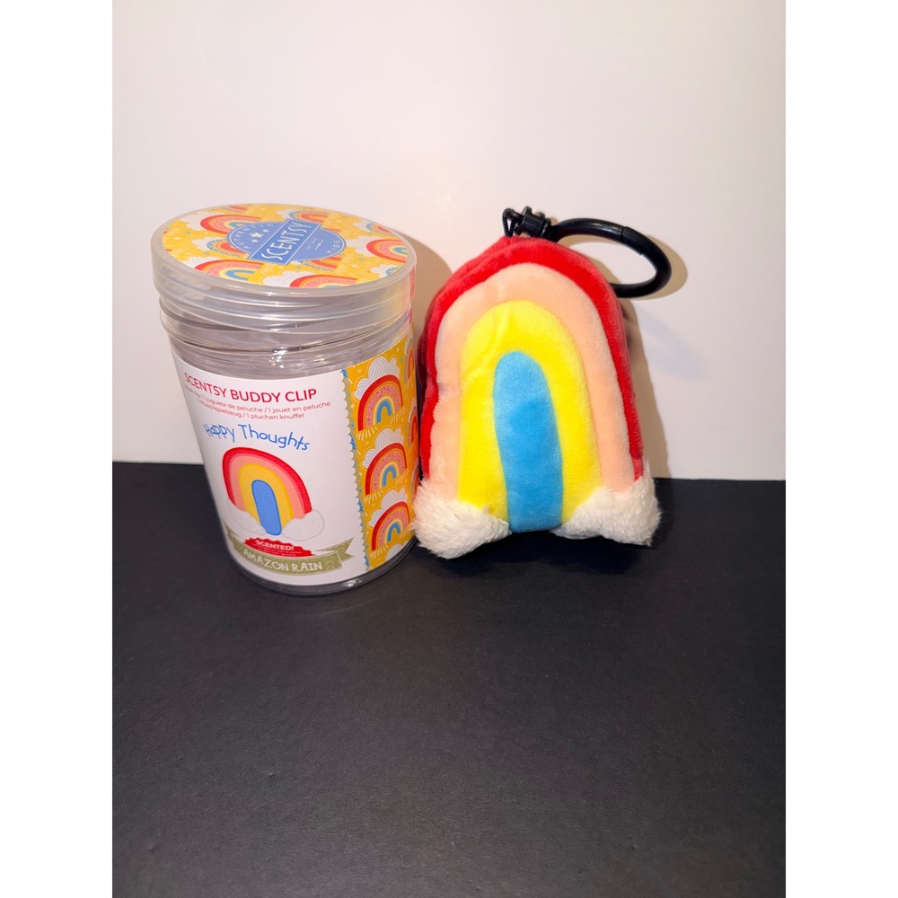 Scentsy Buddy Clip Happy Thoughts Rainbow Amazon Rain Scented Plush Keychain